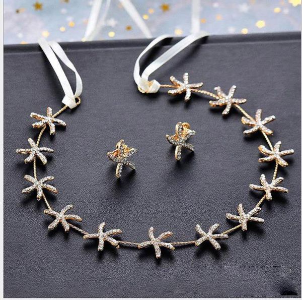 

new bride headwear star hair with korean children's hoop wedding hairpin super fairy wedding hair accessories, Slivery;golden
