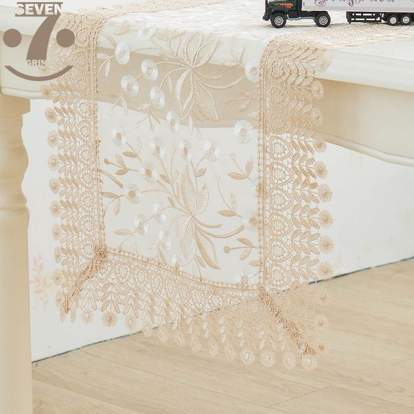 

household dining banquet birthday festival embroidered gold color table runner