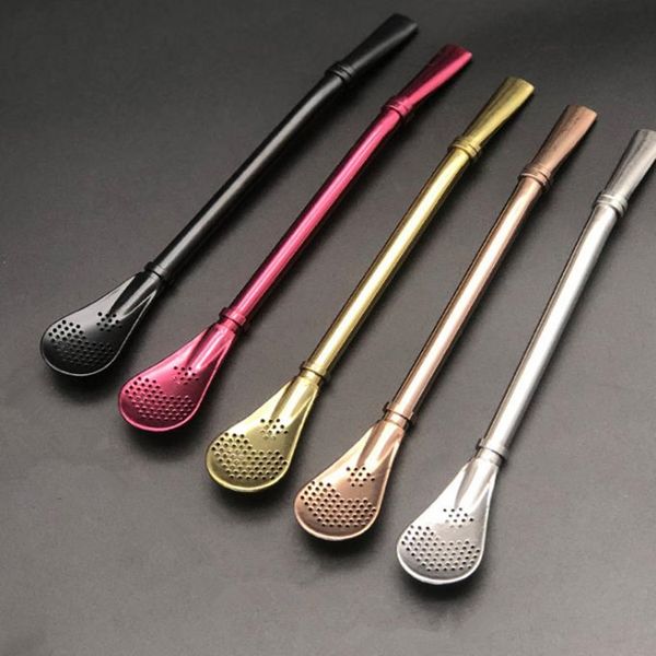 

5 different styles of stainless steel filter straw coffee stirring spoon straw creative straw household multi-purpose t6i017