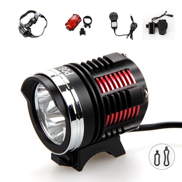 

3x xm-l2 led 7000lm front bike bicycle light led lights headlamp headlight +12000mah battery+ac charger+headband+taillight