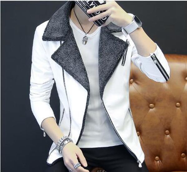 

autumn and winter fashion leisure europe and the new trend of the korean version of men's lamb down collar fur jacket / m-2xl, Black