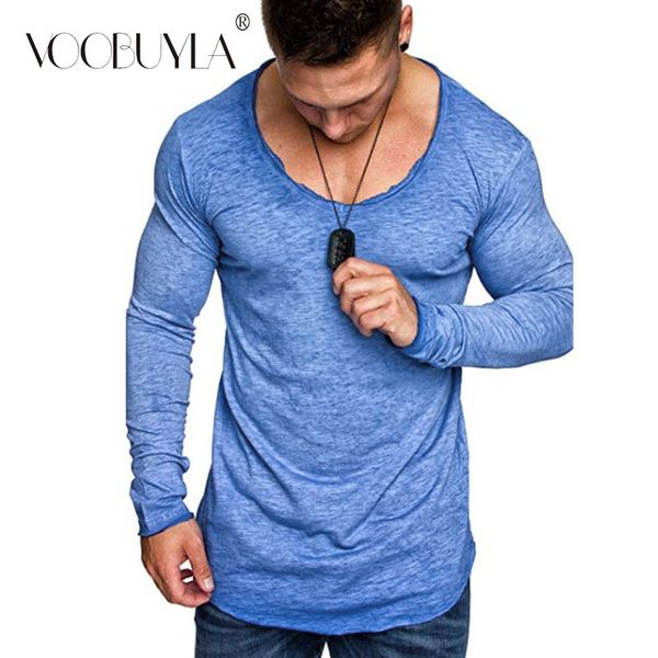

voobuyla new long sleeve running shirt men t-shirt plus size m-4xl shirts gym t shirt fitness o neck sport men sportswear, Black;blue