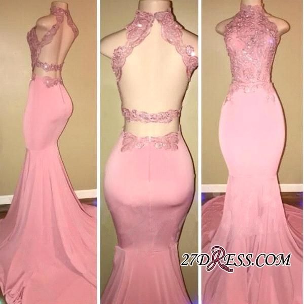 

pink new designer mermaid prom dresses long jewel high neck backless floor length formal dresses evening wear vestidos de fiesta, Black