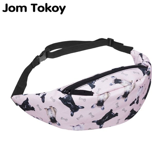 

jom tokoy bulldogs 3d printing women's zipper bag waist bag fanny packs bum travelling for men bolsa feminina 2017