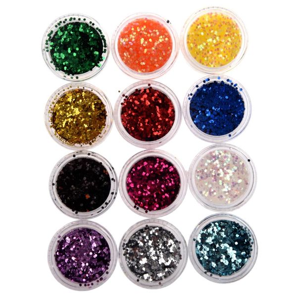 

hhff 12 color acrylic uv gel nail art glitter sequins six angle, Silver;gold