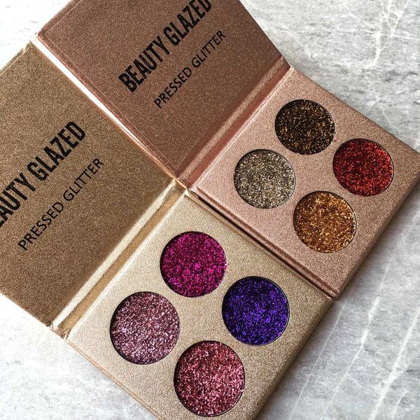

beauty glazed glitter eyeshadow brand palette high pigments long lasting waterproof 4 color shining shimmer eye shadow makeup