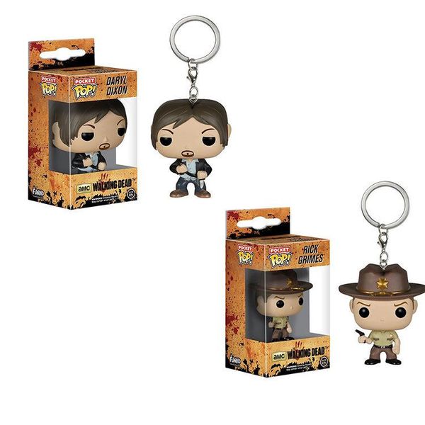 

sale funko pocket pop keychain - rick grimes vinyl figure keyring with box toy doll gift good quality t554