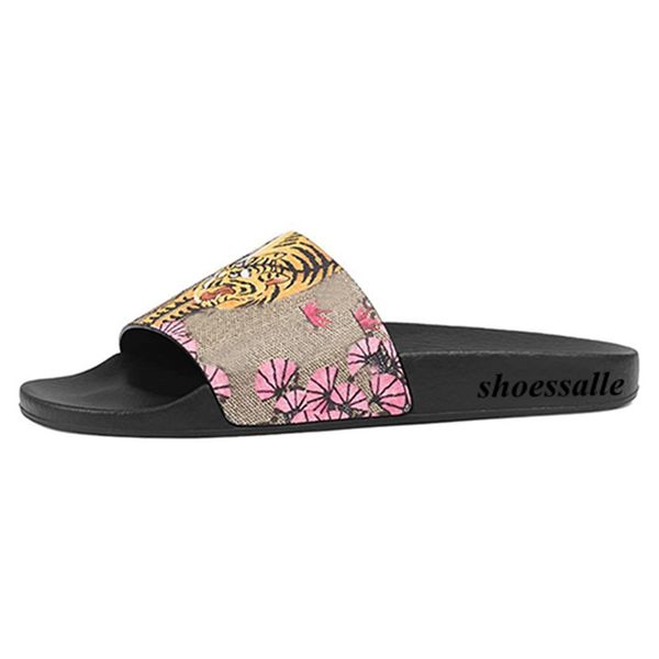 

2018 мужская и женская мода розовый бенгальский тигр печати слайд сандалии плоские