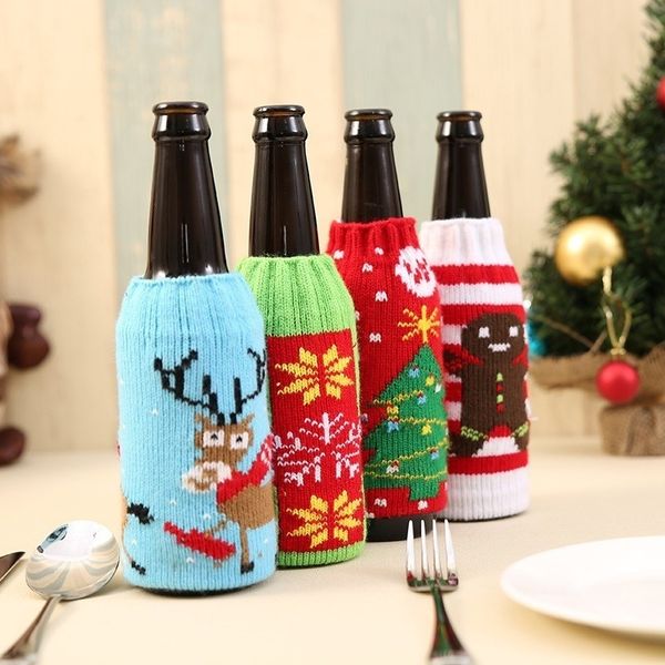 

christmas ornaments beer bottle cover knitted goods xmas decor hot
