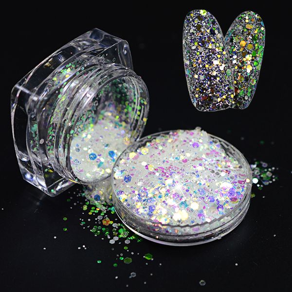 

1pc bright colorful 3d glier shining laser mixed glier nail art decoration diy dazzling beauty craft nails lat01-04, Silver;gold