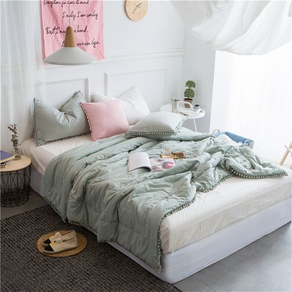 2020 Ins Washed Cotton Bedding Set Comforters In 3 Solid Colors