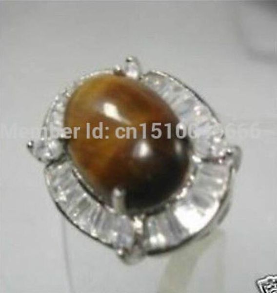 

>>>beautiful tiger-eyes stone crystal ring 7 8 9 #, Silver