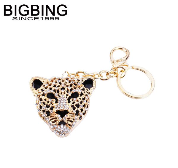 

bigbing fashion golden crystal hollow leopard head key buckle key chain fashion chain man accessories high qualiry ke027, Silver
