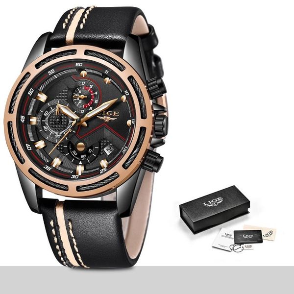 2019lige new fashion mens watches top brand luxury big dial military quartz watch leather waterproof sport chronograph watch men
