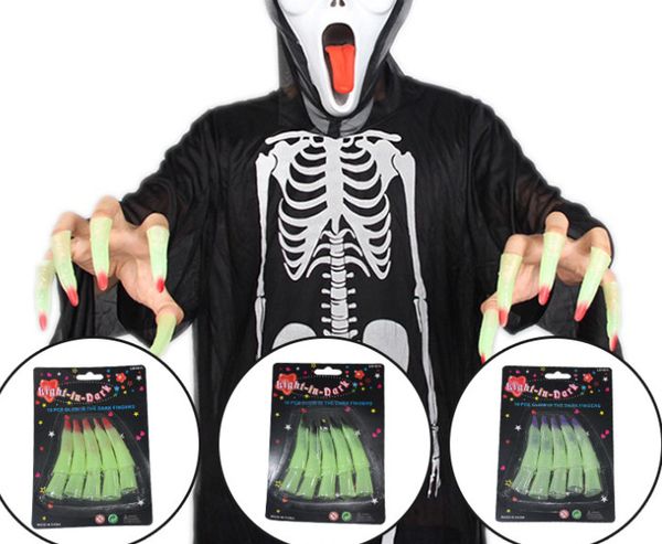 

halloween decoration luminous nails set zombie costume witch costume vampire dress up makeup stage horror props