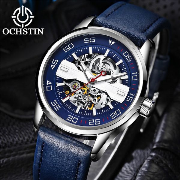 

ochstin luxury fashion male auto mechanical watches men brand classic stylish casual business dress waterproof wristwatches, Slivery;brown
