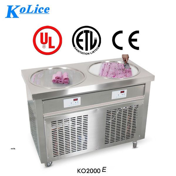 Kolice kostenlos Versand zur Tür etl ce küche doppelte runde 55 cm Pfannen Instant Thai Rührgebratene Braten Rolled Ice Cream Maker Maschine