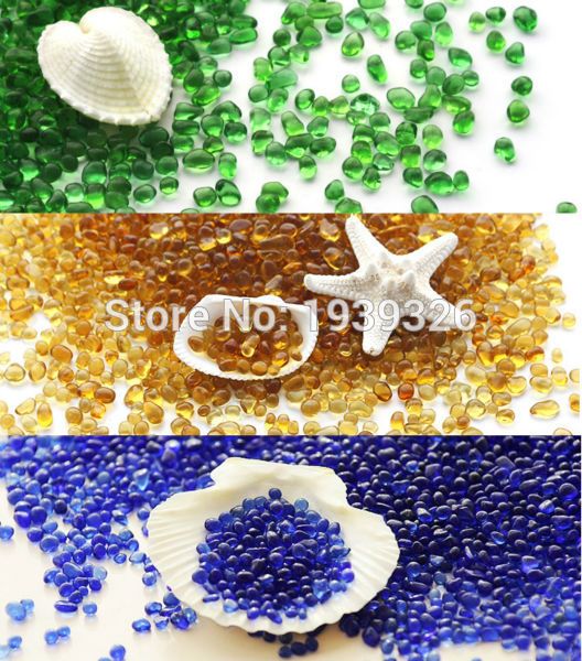 2019 400g Colored Decorative Glass Marbles Irregular Beads Blue