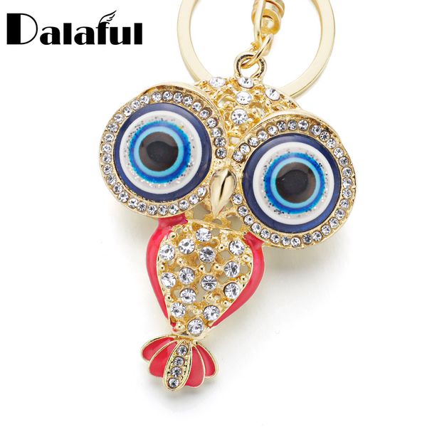 

beijia Big Porcelain Eyes Owl Rhinestone Crystal Keyrings Keychains Pendant Purse Bag Buckle key chains holder for women K190
