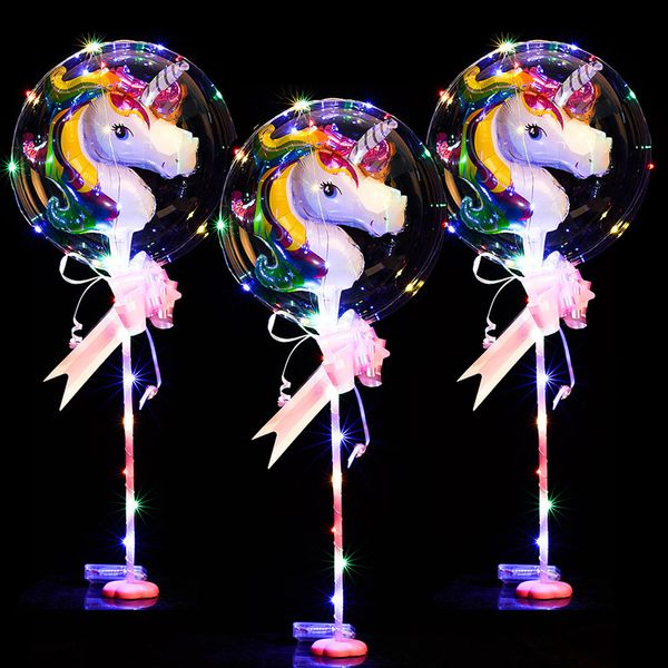 

18inch 3d unicorn cartoon bobo ball balloon chri tma wedding party tran parent bear duck kid balloon fla hing decoration at tock