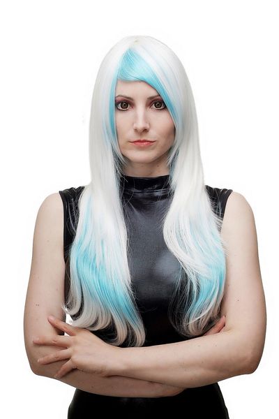 

wigs cosplay women's wig powder blue long wavy hair wigs, Black;brown