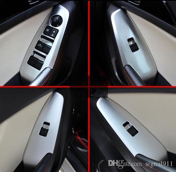 Высококачественный хром ABS 4шт переключатель подъема стекла двери автомобиля декоративных потертости крышка, Ограждение панели для Mazda3 Axela 2014-2016
