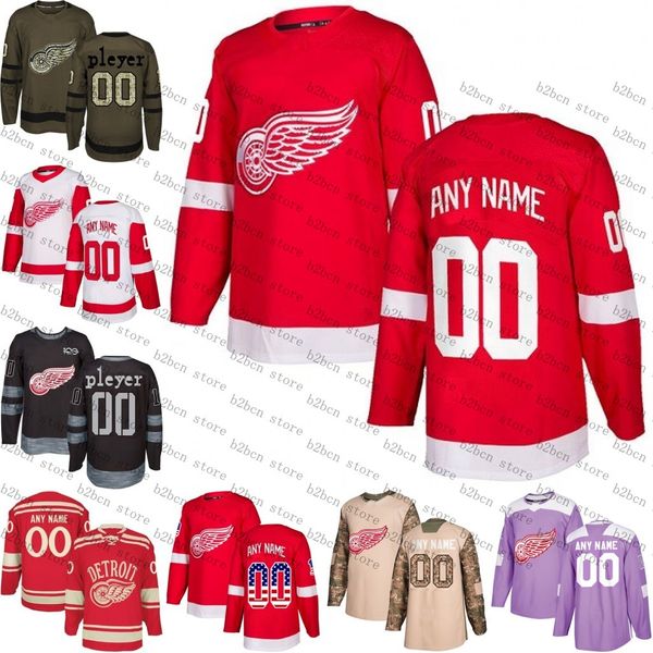 

2018 custom mens women youth detroit red wings gustav nyquist henrik zetterberg dylan larkin gordie howe hockey jersey size s-3xl, Black;red