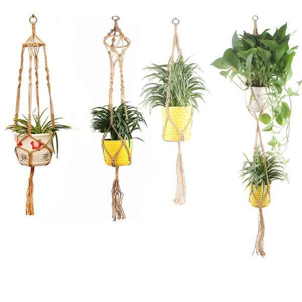 Macrame Plant Hanger Vintage-inspirado Planter Cesta Forros para Planta Pote Decoração Da Arte Da Parede Home Indoor Ao Ar Livre