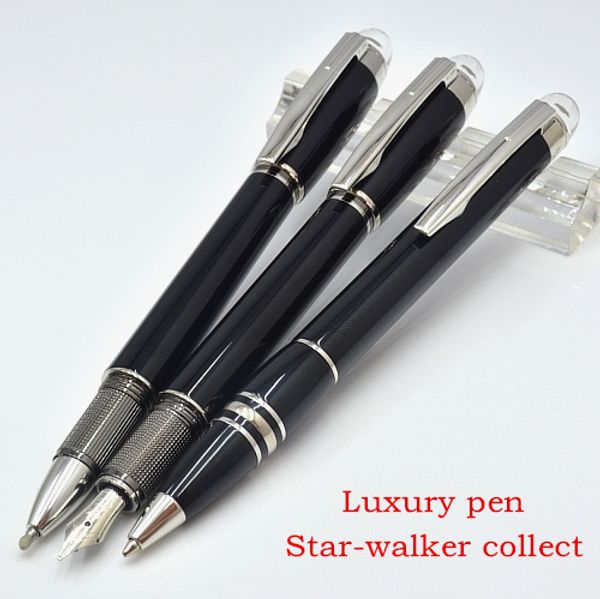 

Luxury MT pen black resin MB-sw Roller Ballpoint pen Fountain pens with crystal white star Top and Series number