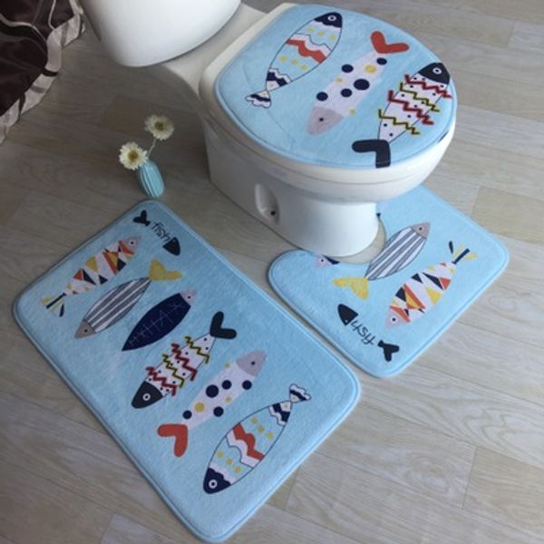 2021 Printed Toilet Bowl Mat Bathroom Carpet Antislip Mat Flannel Carpet /SetBathroom Mats Super