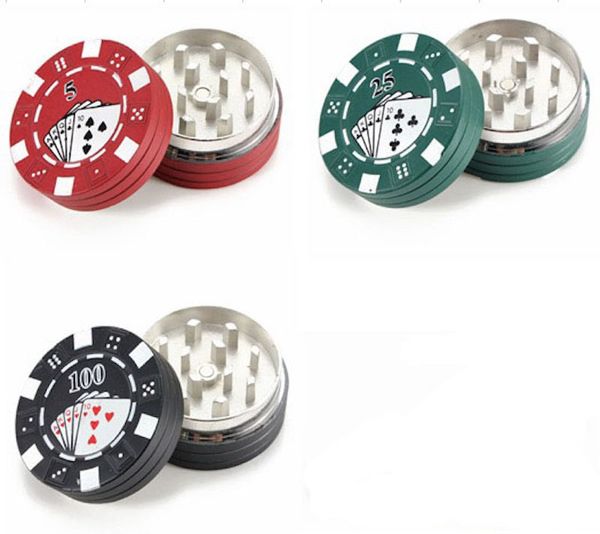 

3 layers 2layer poker chip style herb tobacco grinder herbal grinders smoking pipe accessories gadget red green black