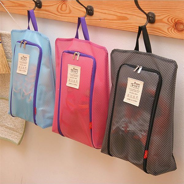 

36 * 27cm waterproof portable travel shoe bag zip view window pouch storage 0517