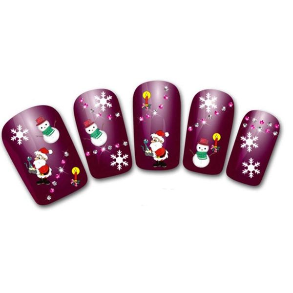 

2018 newly women's christmas 3d nails water transfer stickers finger dropship hipping 15p105, Black