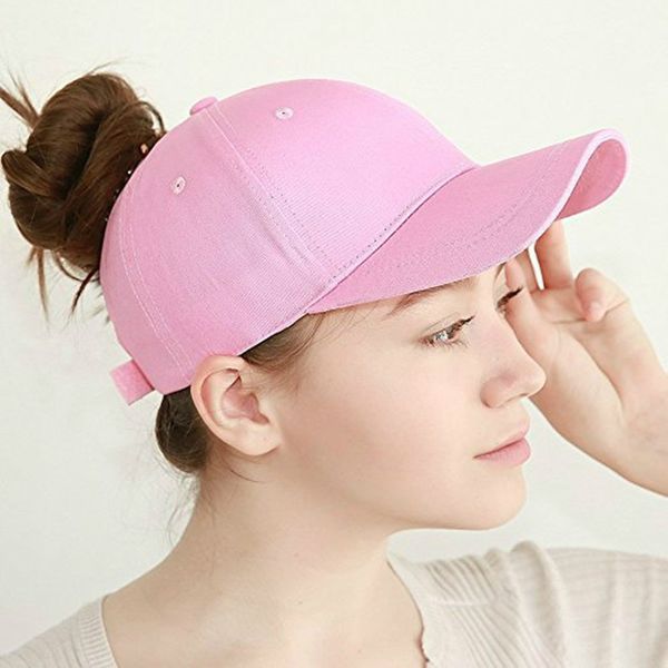 

ladies solid color ponytail baseball cap summer caps opening fashion hat for women sports golf black pink white, Blue;gray