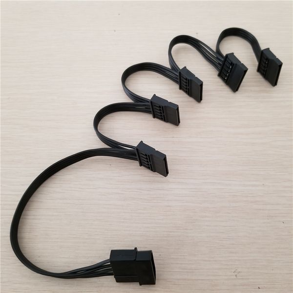 

10pcs/lot 4pin ide molex to 5 port 15pin sata power cable cord 18awg wire for hard drive hdd ssd pc server diy black