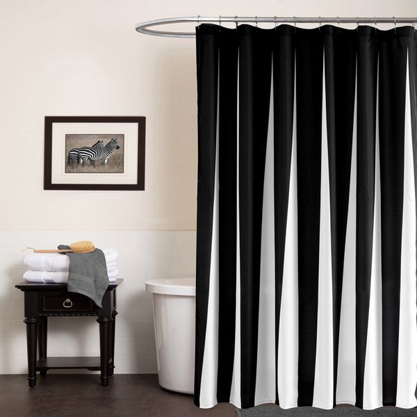 Grosshandel Moderne Polyester Duschvorhang Schwarz Weiss Gestreift