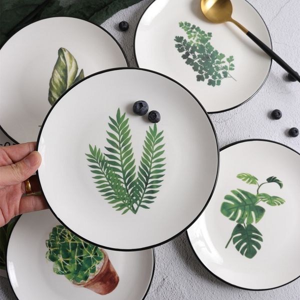 

пользовательские 8 дюймов неглубокое блюдо западное блюдо стейк блюдо главная ins пластины личности скандинавский стиль паста плита re346