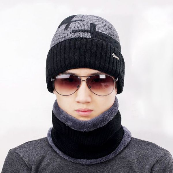 

winter hat men beanies solid color bonnet knitted wool soft beanie double layer plus thick velvet cap women hats gorros men caps