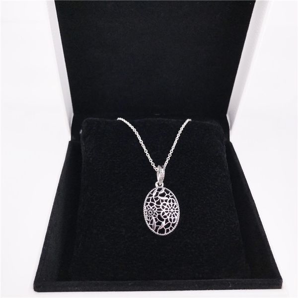 

floral daisy lace necklace authentic 925 sterling silver with clear cubic zirconia diy fine jewelry 39038360 charm necklace