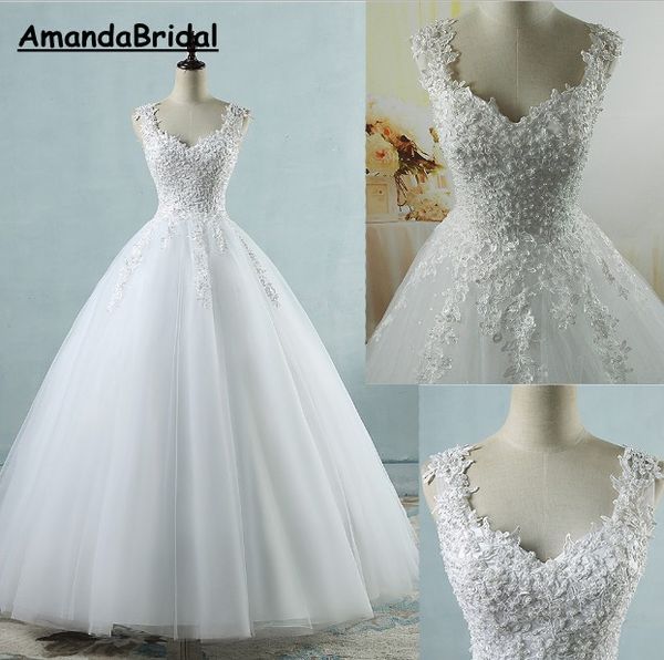

ball gown vestido novia lace tulle wedding dress with pearls bridal dresses robe de marriage wedding gowns, White