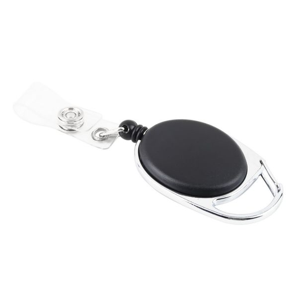 

fashion retractable pull key ring chain reel id lanyard name tag card badge holder reel recoil belt key clip classic keychain, Silver