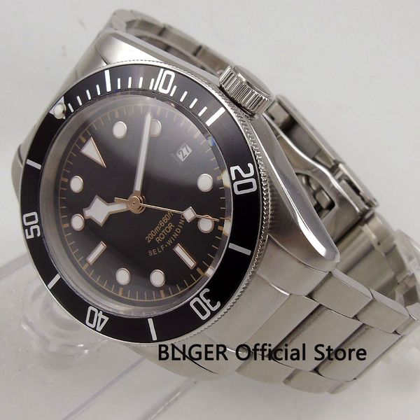 

sapphire crystal 41mm black sterile dial ceramic bezel luminous marks miyota automatic movement men's watch link bracelet bc95, Slivery;brown