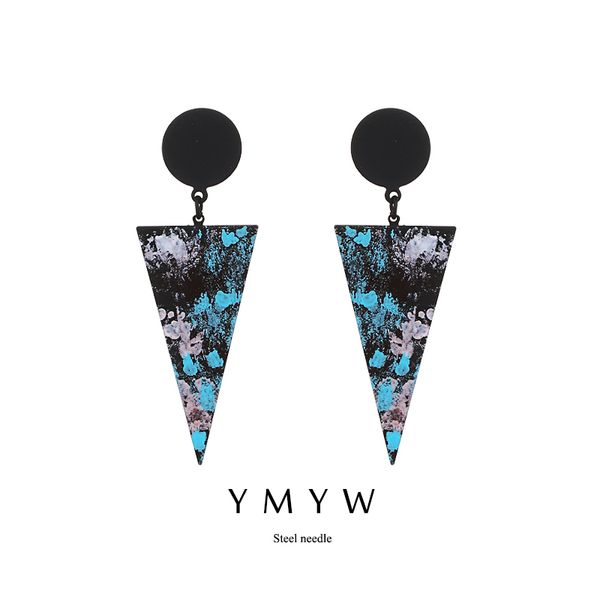 

ymyw new arrival triangle enamel colorful dangle drop earrings unique stylish retro simple statement for ladies bijoux brincos, Silver