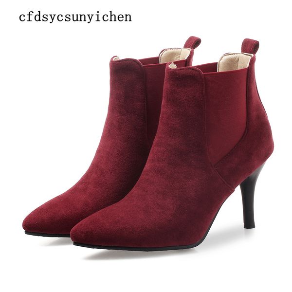 

black red yellow women ankle boots ladies dress shoes high heels ba-ascp-08-11 plus big size 4.5 10 43