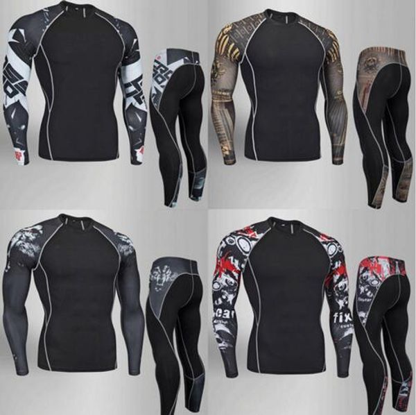 

3d teen wolf mma clothing 2018 19 winter rash guard men compression clothing crossfit thermal underwear men's fitness set s-4xl, Gray