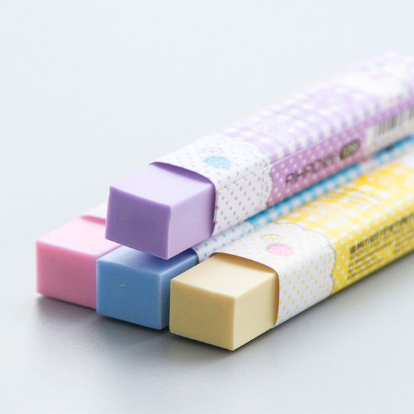 

2pcs kawaii cartoon pencil erasers creative stationery supplies office school kids prize writing drawing student gift