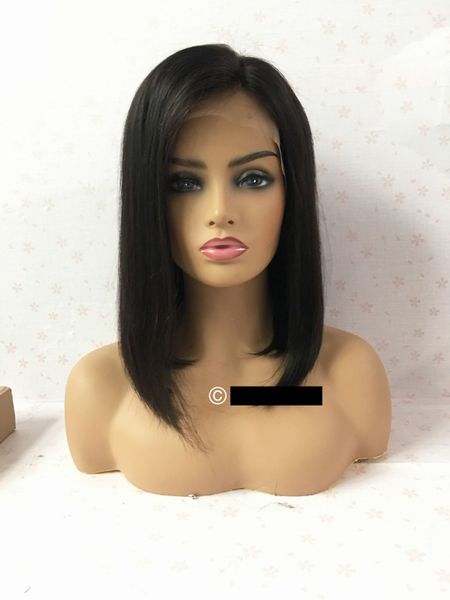 

fashion wigs human hair full lace short bob quantity discount lace wig for black women support perm hair dye, Black;brown