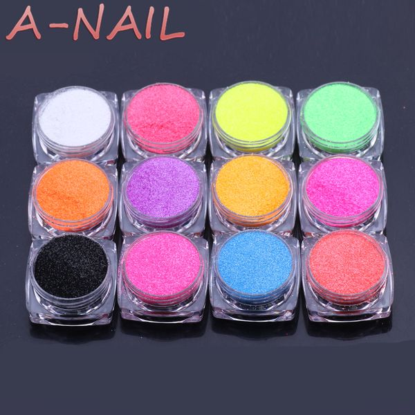 

12jars new 3d pigments sequins nail sandy sugar solid color nail art powder manicure glitters decorations rainbow diy, Silver;gold