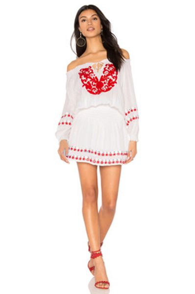 

red flower embroidery slim slash neck dress, Black;pink