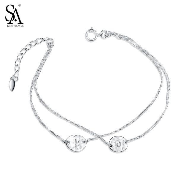 

sa silverage 925 sterling silver bracelet trendy fine jewelry bracelets for women charms bracelet 2.65g/66.9mm, Golden;silver